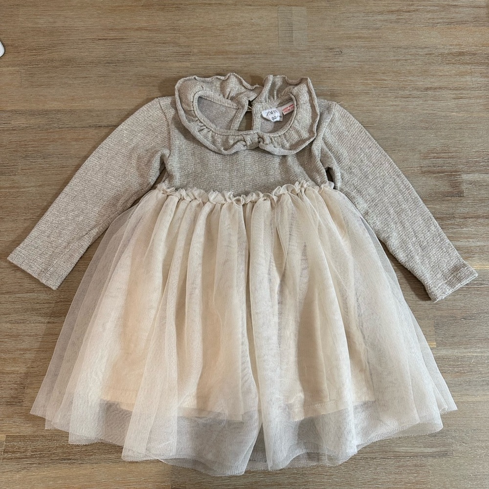 Zara | Sparkling Cream Knit Dress | 3-4T